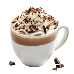 Cup of hot chocolate topped with whipped cream