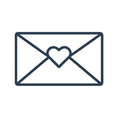 Love envelope icon &ndash; romantic invitation line vector

