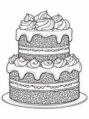 velvet cake line art elegant sweet treat design.eps
