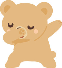 Funny cartoon bear doing dab dance cartoon