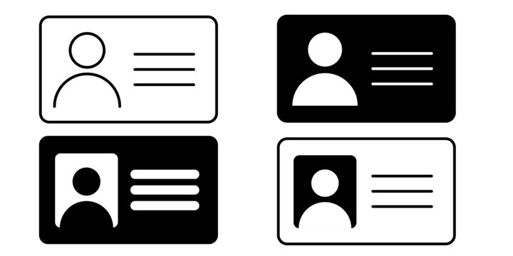 Simple line icon collection of driver licences ID cards and identification documents in monochrome style for use in apps websites printable templates and forms