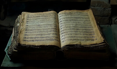 Obraz premium Antique book open pages vintage texture background