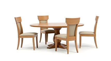 Elegant Wooden Dining Table Set with Upholstered Chairs
