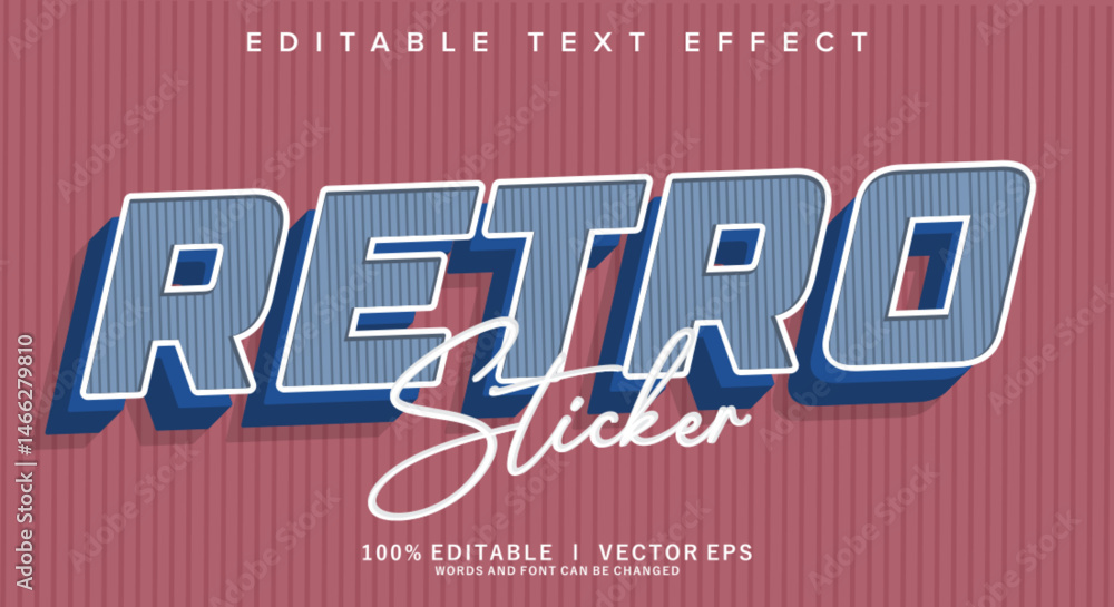 Poster retro vector text effect with modern style design