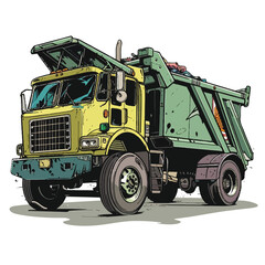 Obraz premium A cute of Garbage truck vector illustration
