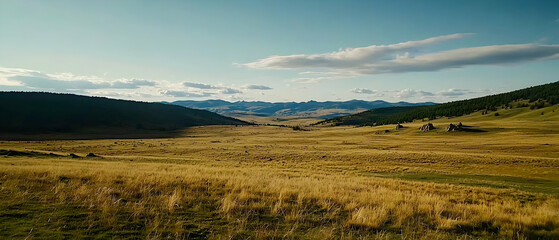 Fototapeta premium Golden Wheat Field Valley View