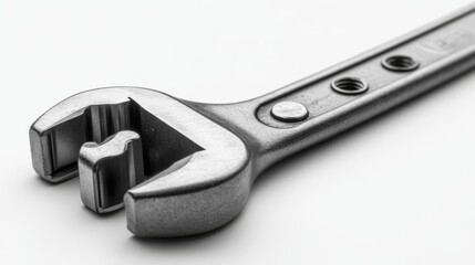 Obraz premium A detailed view of a chrome adjustable wrench resting on a smooth surface. Precision tools like this are essential for every toolbox. Perfect for DIY enthusiasts and professionals. Generative AI