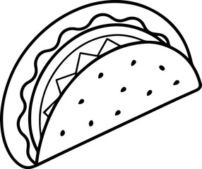 taco outline vector illustration, line art