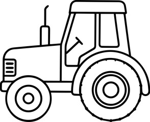 Farm Tractor outline vector illustration, line art