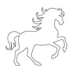  line art Horse silhouette vector illustration with running stallion in black outline style