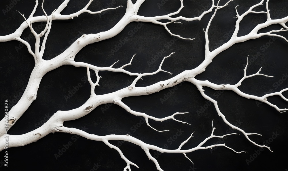 Poster white tree branches against black background creating striking visual contrast