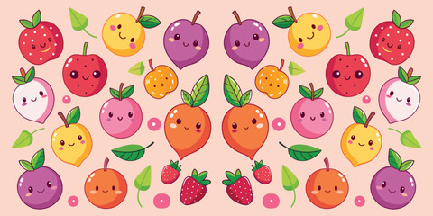 Fototapeta premium Kawaii Fruit Medley