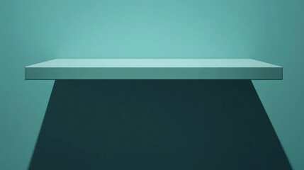 Minimalist shelf with shadow on teal background