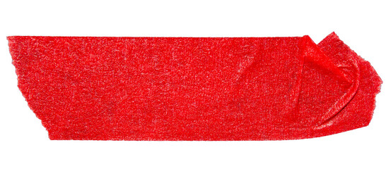 Ripped torn paper adhesive red tape on transparent background