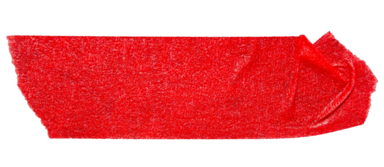 Ripped torn paper adhesive red tape on transparent background