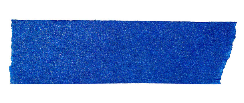 Ripped torn paper adhesive blue masking tape on transparent background
