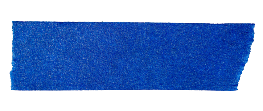 Ripped torn paper adhesive blue masking tape on transparent background