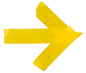 Yellow arrow shape sticky tape cut out design element
