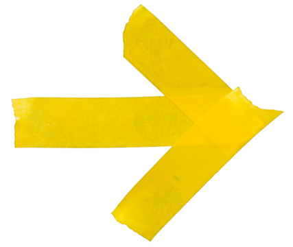 Yellow arrow shape sticky tape cut out design element