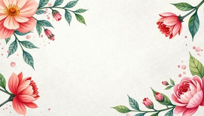 Delicate watercolor floral pattern on textured paper, background, spring, art