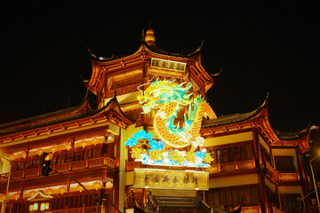 Fototapeta premium Yu Garden New Year Lantern Exhibition in Shanghai, China