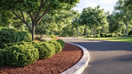 Serene parkway lined with lush greenery