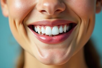 Obraz premium Close-up of healthy, bright white teeth smiling, showcasing perfect dental hygiene , mouth, dentistry