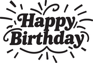 Happy birthday typography design vector art.