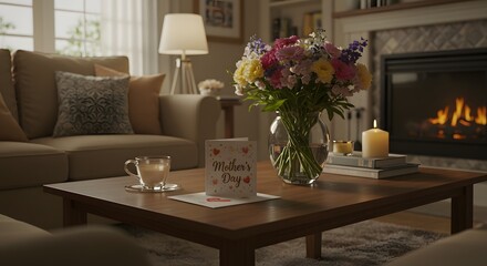 Cozy Mother's Day: Flowers, Fireplace, and Warmth