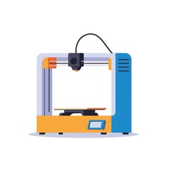 Modern 3D printer isolated on white background, innovative technology concept