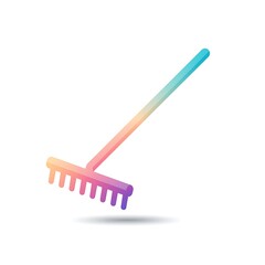 Modern Colorful Rake Garden Tool Concept Isolated Against White Background