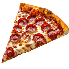Slice of Pepperoni Pizza with Melted Cheese Isolated on Transparent Background
