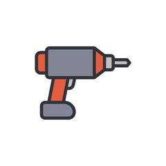Isolated drill icon symbolizing construction and repair applications