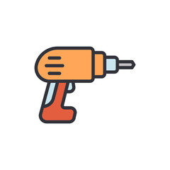 Stylized electric drill icon for construction or home improvement projects