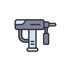 Stylized illustration featuring an electric drill on a stark black background