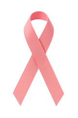 Pink cancer ribbon on transparent background