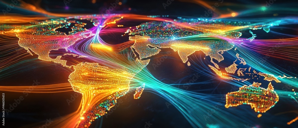 Poster global network visualization world map
