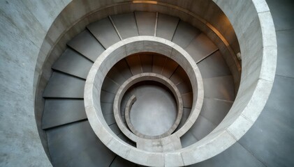 Fototapeta premium Modern minimalist spiral staircase, concrete, geometric, gray, black