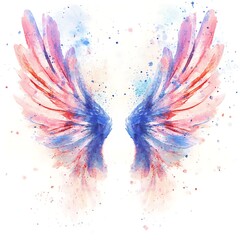 Beautiful watercolor artwork of wings in soft gradient colors