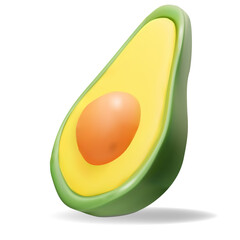 Realistic 3D vector illustration of half avocado
