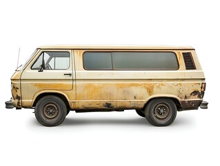 Vintage Van with Rustic Charm: A weathered vintage van, showing signs of age and adventure, stands as a testament to a bygone era of exploration and simplicity.