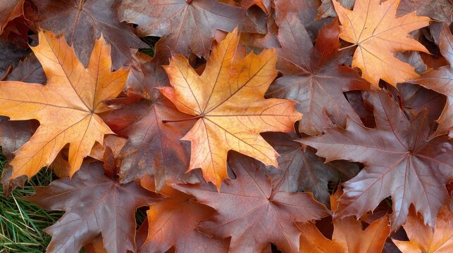 Autumn leaves scattered on the ground