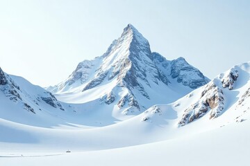 Obraz premium Snow covered mountain peak, pristine white backdrop, landscape, scenic