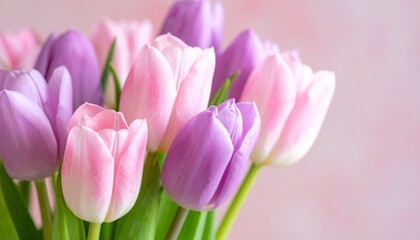 Fototapeta premium Beautiful bunch of tulips in pastel pink and purple colors