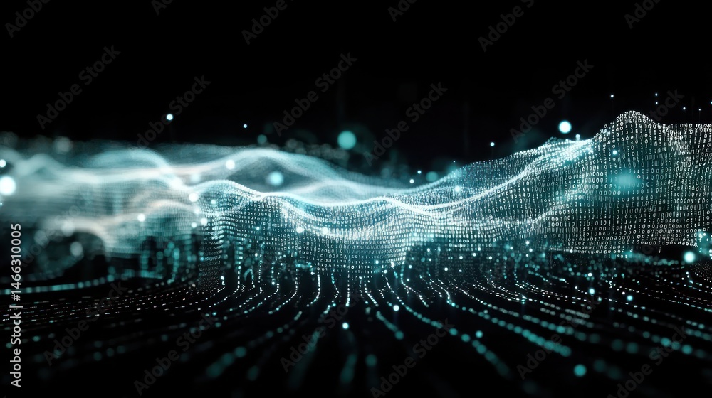 Poster abstract digital wave pattern binary code