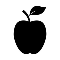 apple vector silhouette icon, black and white illustration of fruits.