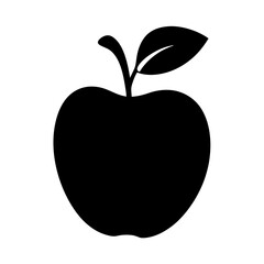 apple vector silhouette icon, black and white illustration of fruits.