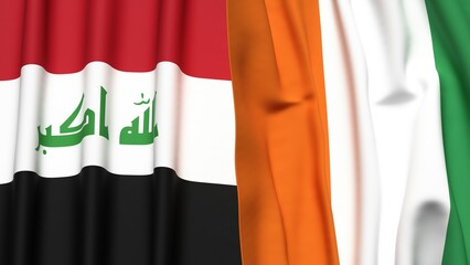 Flags of IRAQ and IVORY COAST with realistic cloth texture
