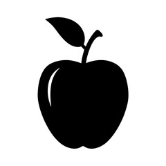 apple vector silhouette icon, black and white illustration of fruits.