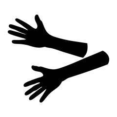 arm cuffs vector silhouette icon, black and white illustration of footwear.